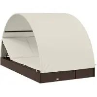 vidaXL Ligbed 2-persoons met rond dak 211x112x140 cm poly rattan bruin