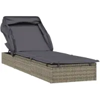vidaXL Ligbed met inklapbaar dak 213x63x97 cm poly rattan grijs