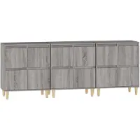 vidaXL Dressoirs 3 st 60x35x70 cm bewerkt hout grijs sonoma eikenkleur