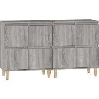 vidaXL Dressoirs 2 st 60x35x70 cm bewerkt hout grijs sonoma eikenkleur