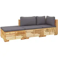 vidaXL 3-delige Loungeset met kussens massief teakhout