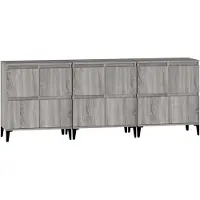 vidaXL Dressoirs 3 st 60x35x70 cm bewerkt hout grijs sonoma eikenkleur