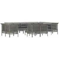 vidaXL 13-delige Loungeset met kussens poly rattan grijs