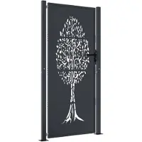 vidaXL Poort 100x175 cm met boomontwerp staal antracietkleurig