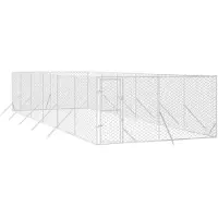 vidaXL Hondenkennel voor buiten 4x12x2 m gegalvaniseerd staal zilver