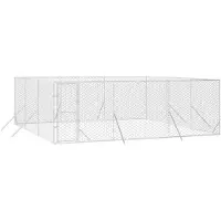 vidaXL Hondenkennel voor buiten 6x6x2 m gegalvaniseerd staal zilver