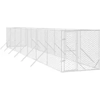 vidaXL Hondenkennel voor buiten 2x14x2 m gegalvaniseerd staal zilver