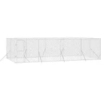vidaXL Hondenkennel voor buiten 8x4x2 m gegalvaniseerd staal zilver