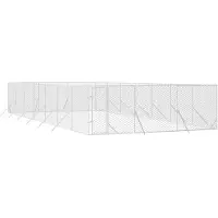 vidaXL Hondenkennel voor buiten 6x14x2 m gegalvaniseerd staal zilver