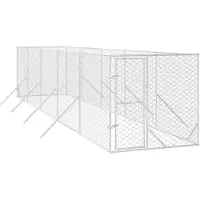 vidaXL Hondenkennel voor buiten 2x10x2 m gegalvaniseerd staal zilver