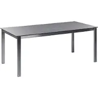 Beliani COSOLETO - Tuintafel-Zwart-Veiligheidsglas, RVS