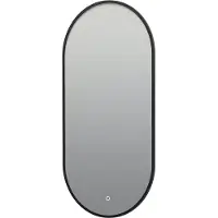 Guido Gusto Ovale badkamerspiegel Alessandro mat zwart met verwarming, LED verlichting en touch sensor 45x90cm