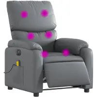 vidaXL Massagestoel verstelbaar elektrisch kunstleer grijs