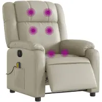 vidaXL Massagestoel verstelbaar elektrisch kunstleer crèmekleurig