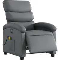 vidaXL Massagestoel verstelbaar elektrisch kunstleer grijs