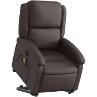 vidaXL Sta-op-massagestoel elektrisch echt leer donkerbruin