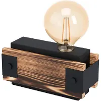 Eglo Tafellamp LAYHAM Tischlampe, Holz und Stahl, E27, Hängelampe, Pendellampe, Lampe (1 stuk)