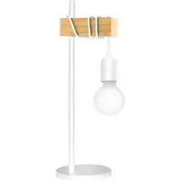 Eglo Townshend - Tafellamp - 1-lichts - E27 - Wit/Eikenhout