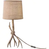 Mantra-Iluminacion Tafellamp Sabina, hout licht, Woon-/ Eetkamer, Textiel / Stof / Zijde, Landelijk, Tafellamp