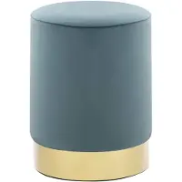 vidaXL Kruk fluweel 28 x 36 cm lichtblauw en goudkleurig