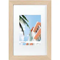 SecaDesign Fika Hout - Fotolijst 10x15 / 7x10 cm fotomaat met passe-partout - Naturel