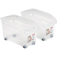 Forte Plastics Plasticforte opberg Trolley Container - 2x - transparant - L30 x B15 x H18 cm - kunststof - Opberg trolley