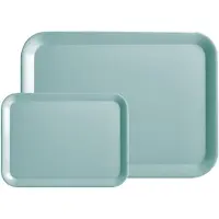 Zeller Dienblad - set 2x - aqua blauw - kunststof - 24 x 18 cm en 44 x 32 cm - Dienbladen