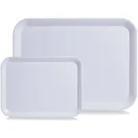 Zeller Dienblad - set 2x - wit - kunststof - 24 x 18 cm en 44 x 32 cm - Dienbladen