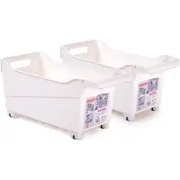 Forte Plastics Plasticforte opberg Trolley Container - 2x - ivoor wit - L38 x B18 x H18 cm - kunststof - Opberg trolley