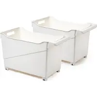Forte Plastics Plasticforte opberg Trolley Container - 2x - ivoor wit - L45 x B24 x H27 cm - kunststof - Opberg trolley