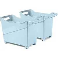 Forte Plastics Plasticforte opberg Trolley Container - 2x - ijsblauw - L38 x B18 x H26 cm - kunststof - Opberg trolley