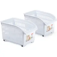 Forte Plastics Plasticforte opberg Trolley Container - 2x - wit - L30 x B18 x H19 cm - kunststof - Opberg trolley