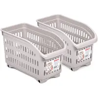 Forte Plastics Plasticforte opberg Trolley Container - 2x - roze - L30 x B15 x H18 cm - kunststof - Opberg trolley