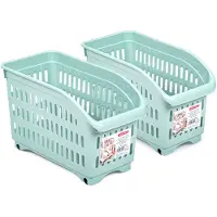 Forte Plastics Plasticforte opberg Trolley Container - 2x - mintgroen - L30 x B15 x H18 cm - kunststof - Opberg trolley