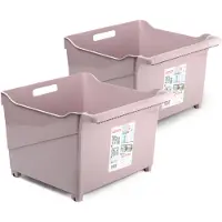 Forte Plastics Plasticforte opberg Trolley Container - 2x - roze - L39 x B38 x H26 cm - kunststof - Opberg trolley