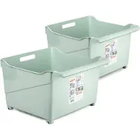 Forte Plastics Plasticforte opberg Trolley Container - 2x - mintgroen - L39 x B38 x H26 cm - kunststof - Opberg trolley