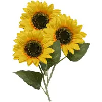 Everlands Kunstbloem Zonnebloem tak - 3x - 64 cm - geel - kunst zijdebloem - decoratie bloemen - Kunstbloemen