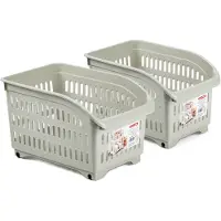 Forte Plastics Plasticforte opberg Trolley Container - 2x - beige - L30 x B18 x H19 cm - kunststof - Opberg trolley