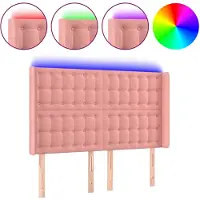 vidaXL Hoofdbord LED 147x16x118/128 cm fluweel roze