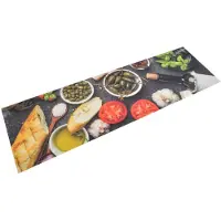 vidaXL Keukenmat wasbaar wijn- en dinerprint 45x150 cm fluweel