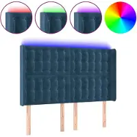 vidaXL Hoofdbord LED 147x16x118/128 cm fluweel donkerblauw