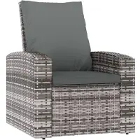 vidaXL Tuinstoel verstelbaar met kussens poly rattan grijs