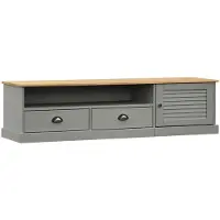 The Living Store VIGO Tv-meubel - 156 x 40 x 40 cm - Massief grenenhout - Grijs