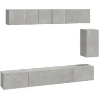 The Living Store TV-meubelset betongrijs - 3x 60x30x30cm - 1x 30.5x30x60cm - 2x 100x30x30cm