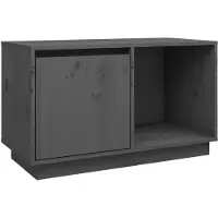 The Living Store TV-meubel Grenenhout - Grijs - 74x35x44cm - Opbergruimte - Weergavefunctie
