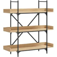 vidaXL Boekenkast 3-laags 100x33x108,5 cm bewerkt hout sonoma eiken