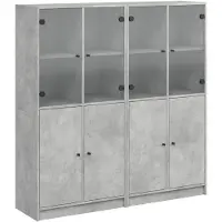 vidaXL Boekenkast met deuren 136x37x142 cm bewerkt hout betongrijs
