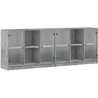DKD Home Decor Boekenkast met deuren 204x37x75 cm bewerkt hout betongrijs