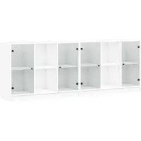 DKD Home Decor Boekenkast met deuren, wit, 204x37x75 cm, gemaakt van houtvezel