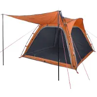 vidaXL Campingtent, 4 personen, grijs en oranje, snelle opzet, waterdicht